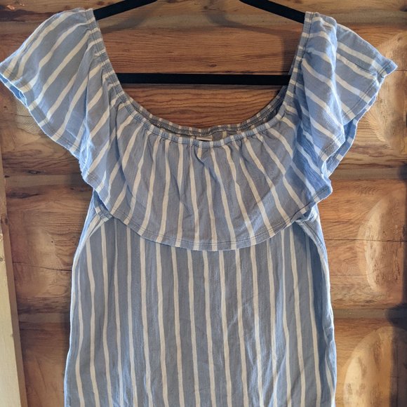 Old Navy Blue Stripe Off Shoulder Top - Picture 1 of 4